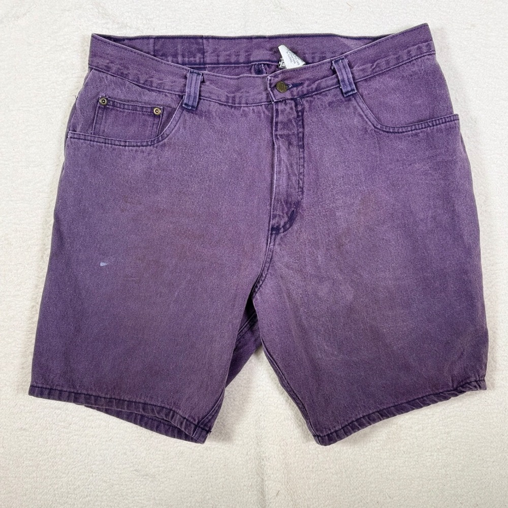 Vintage Gitano Purple Denim Jean Shorts Men 38x8 100% Cotton Relaxed Fit 90s Y2K